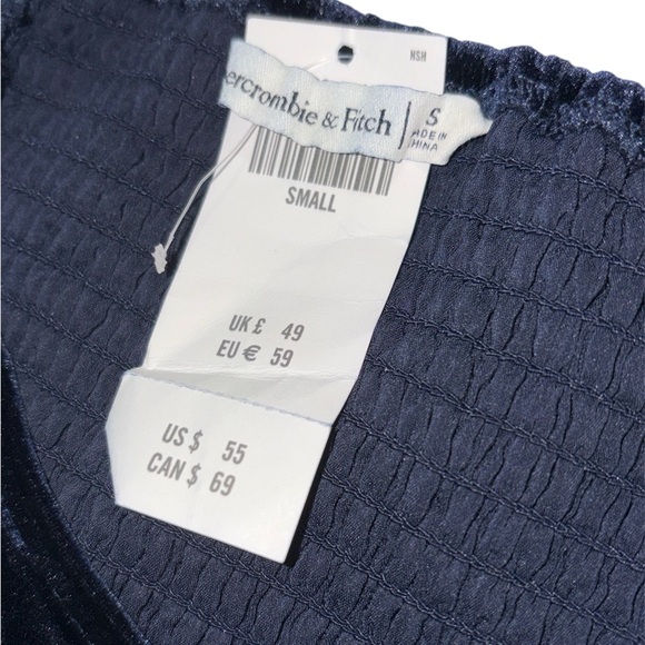 Abercrombie and Fitch Blue Velvet Puff Sleeve Top Sz. Small BNWT - Picture 8 of 9